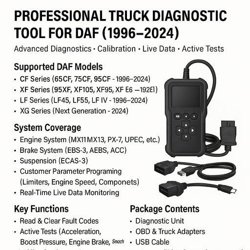 Professional Truck Diagnostic Tool for DAF (1996–2024) 